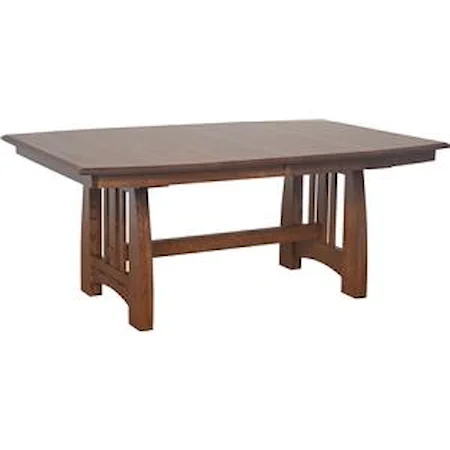 Trestle Dining Table with Ebony Wood Inlays